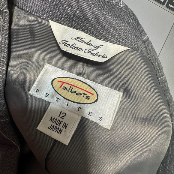 Vintage TALBOTS Jacket Blazer Mohair Wool Blend Gray Pinstripe 12P petite Japan - Picture 5 of 8